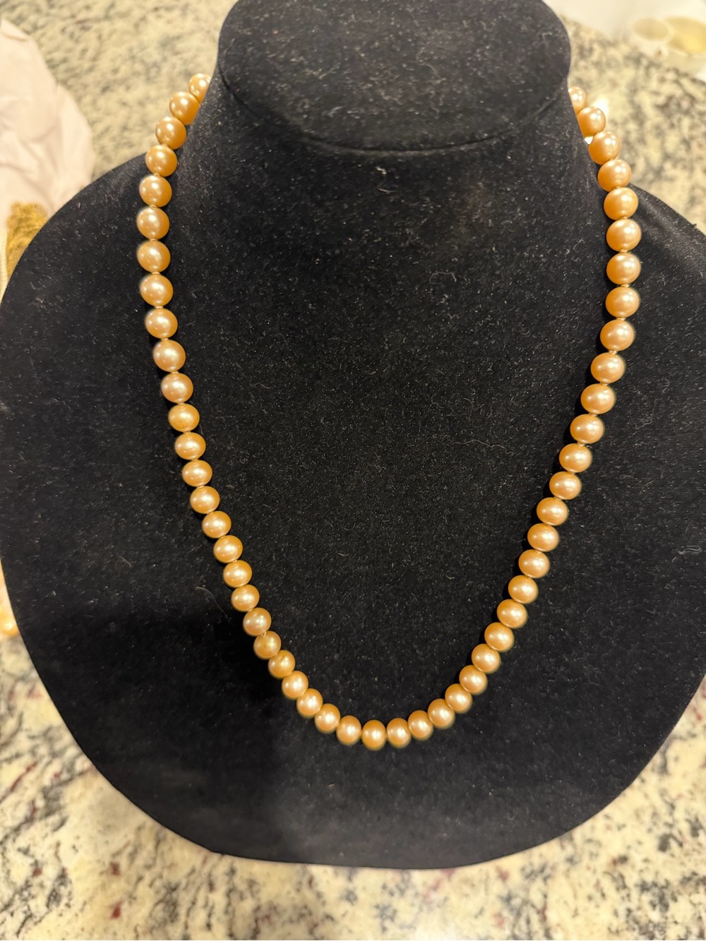 Source Unknown Vintage Champagne faux Pearl Strand Necklace